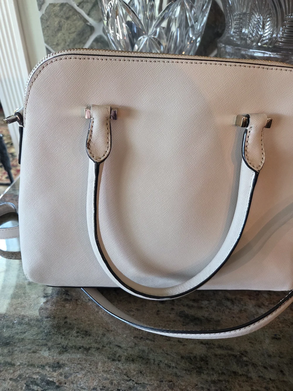 kate spade Lught Beige Saffiano Dome Satchel with Matching Wallet